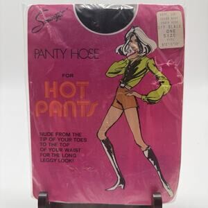 Smartfit Panty Hose For Hot Pants All Nylon Sheer Nude OFF BLACK One Size 70’s